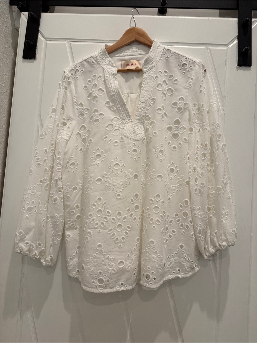 FIGUE White Eyelet 100% Cotton Tunic Blouse